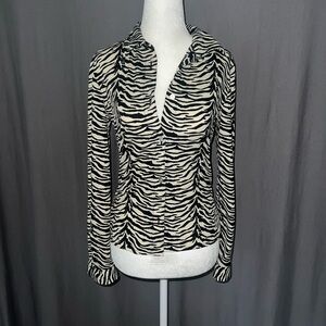 Zebra Button Down Blouse